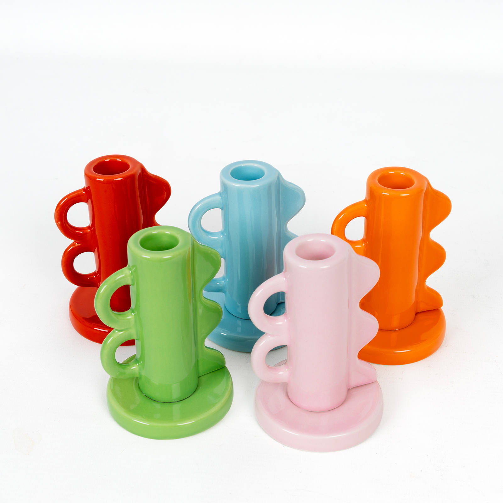 VINTAGE DOUBLE HANDLE CANDLE HOLDER PINK   