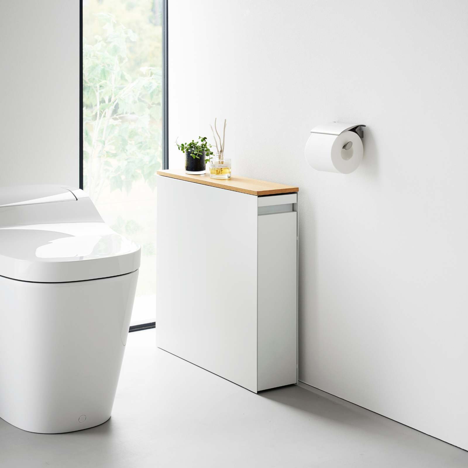 Auszieh-Regal mit Holzablage TOWER weiss 
