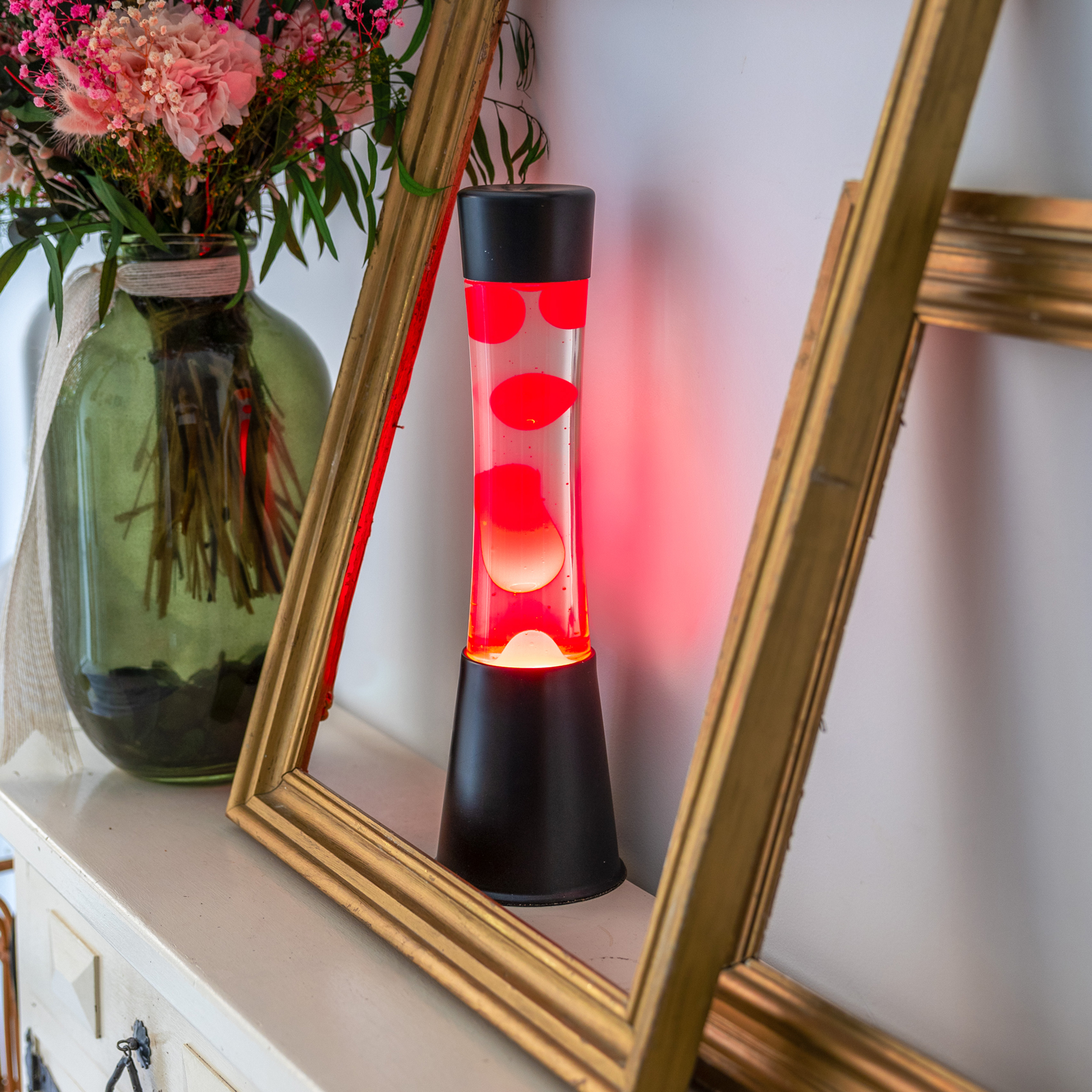 Lava Lamp TOWER Red Black Base 