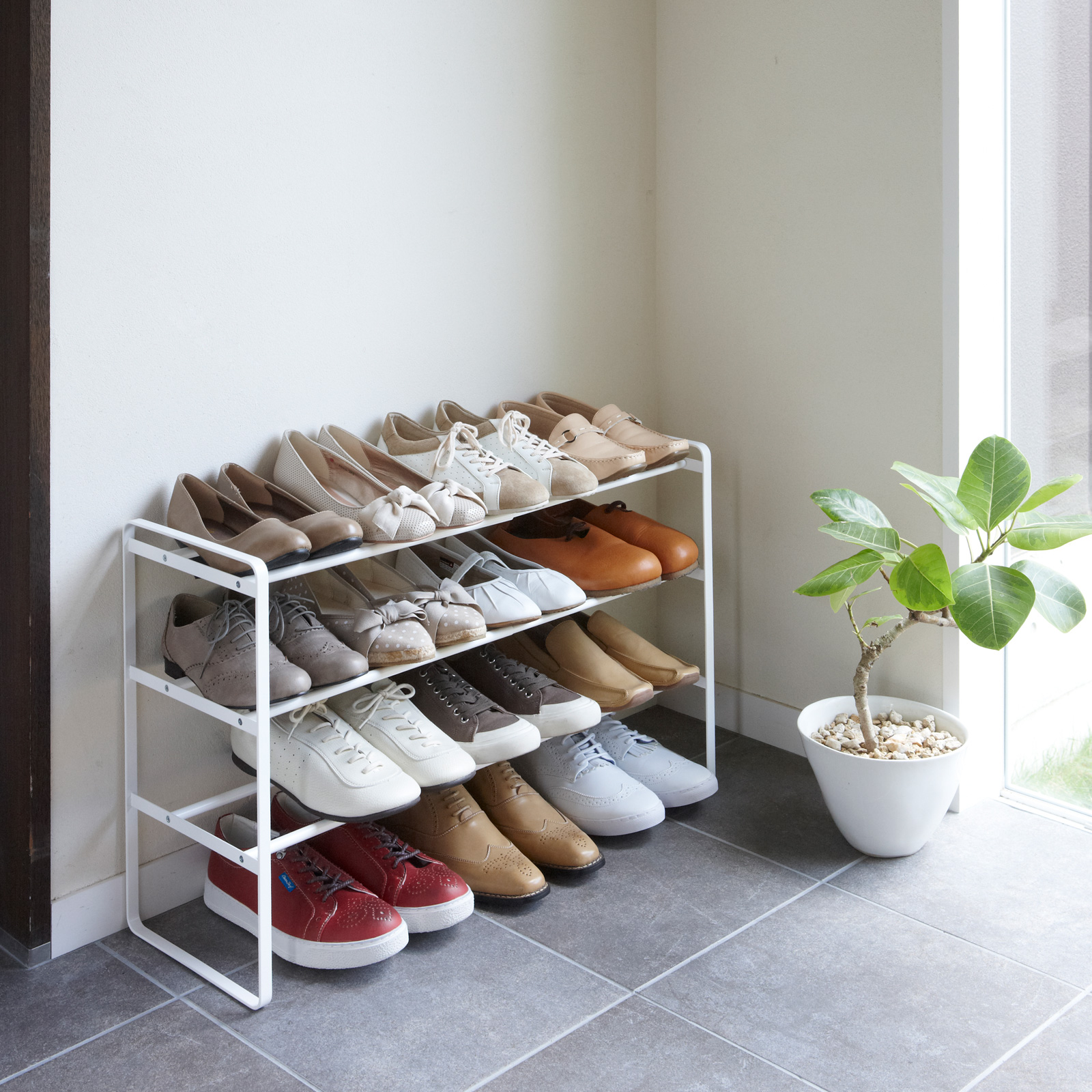 3-stufiges ausziehbares Schuhregal TOWER weiss 