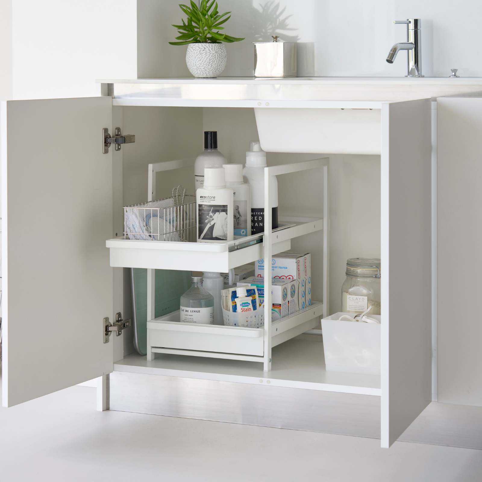 2-stöckiges Spülschrank-Regal TOWER weiss 