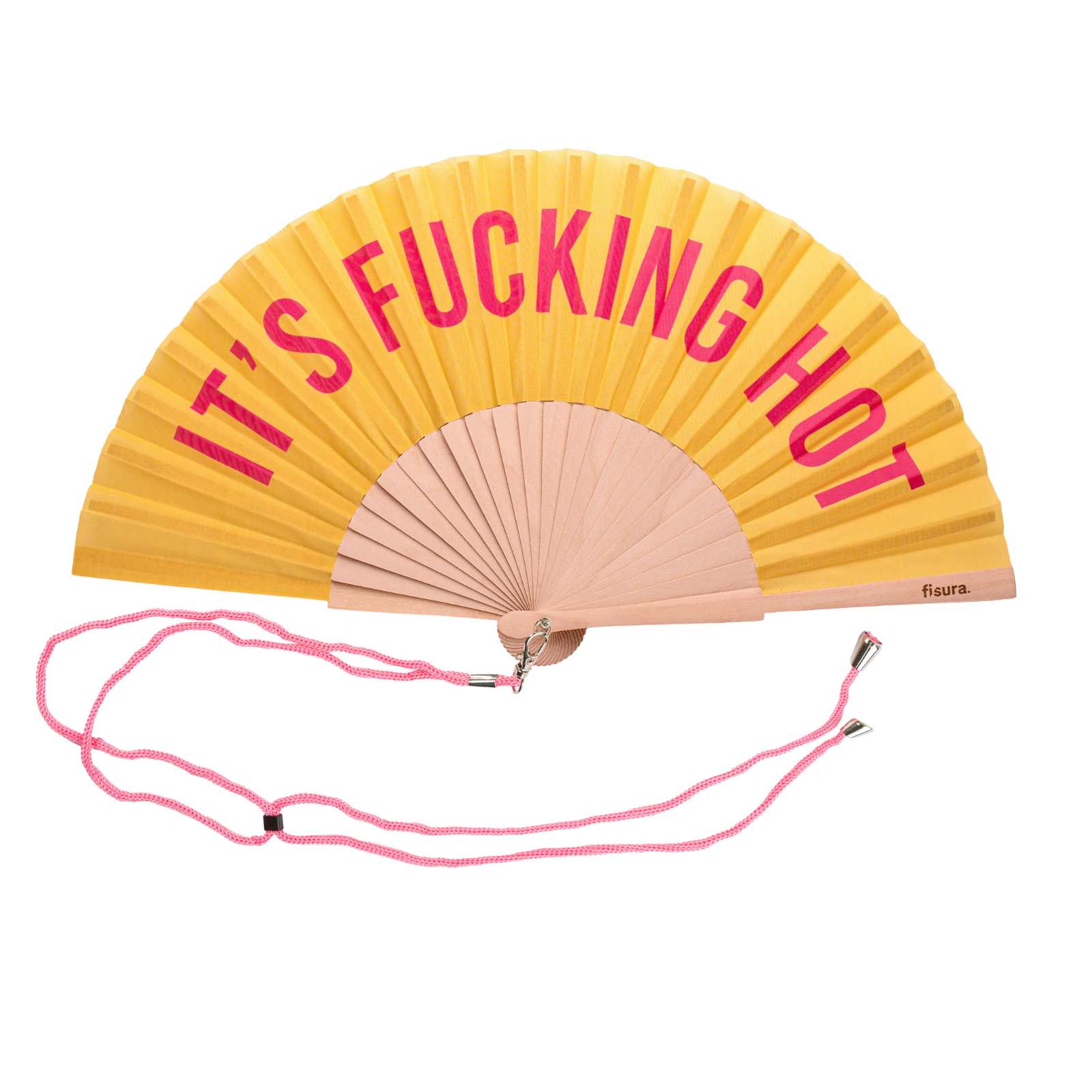 Handfächer FUCKING HOT yellow & pink  