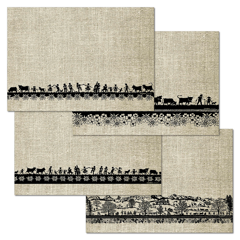 Papiertischset SWISS TRADITION 3 4 Sujets à 12 Blatt