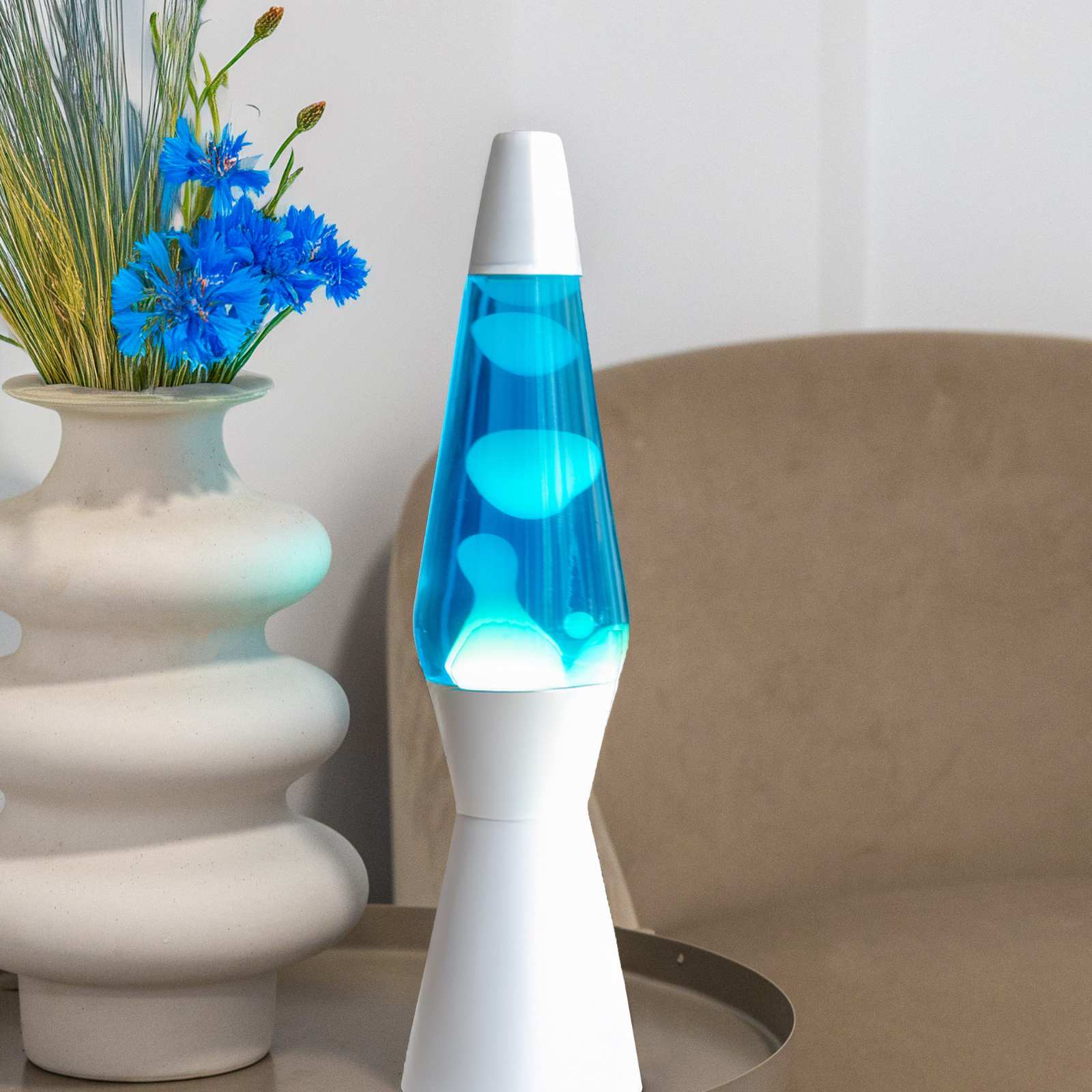 Lava Lamp BULLET blue/white 