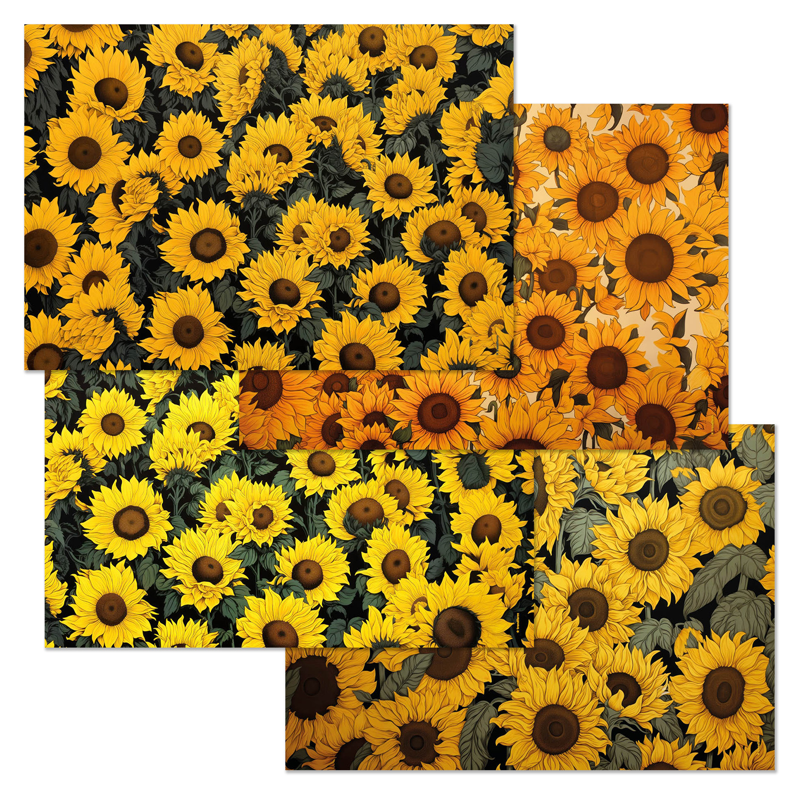 Papiertischset SUNFLOWERS 4 Sujets à 12 Blatt