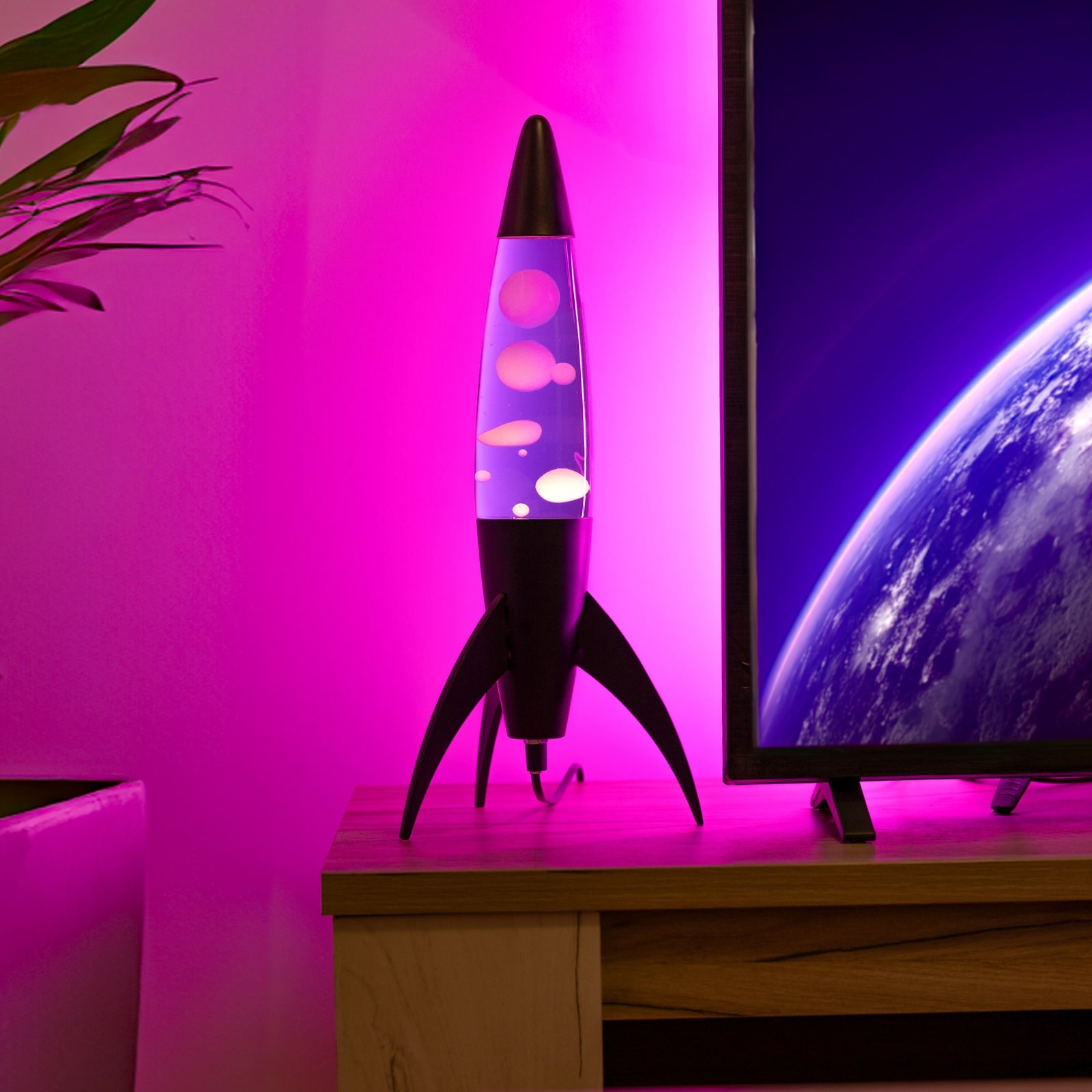 Lava Lamp ROCKET purple 