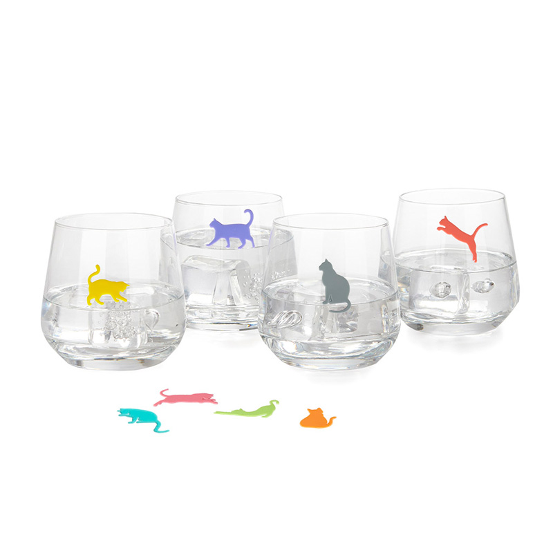 Trinkglasmarkierer STICKY CATS 8er assortiert 