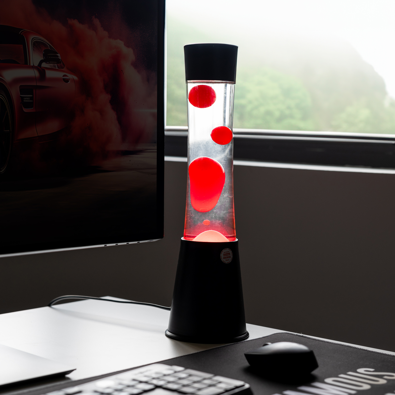 Lava Lamp TOWER Red Black Base 