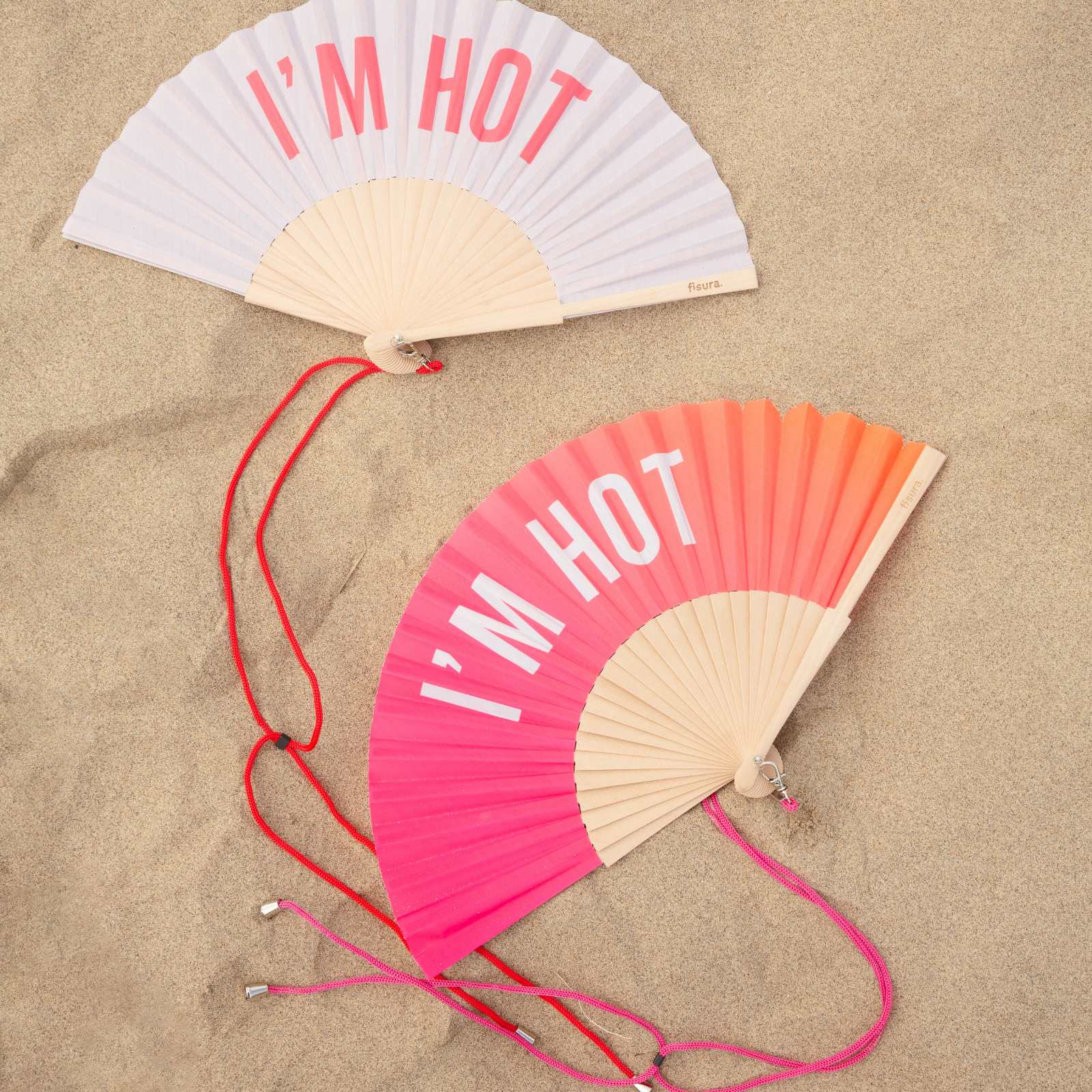 Handfächer I'M HOT pink and orange gradient 