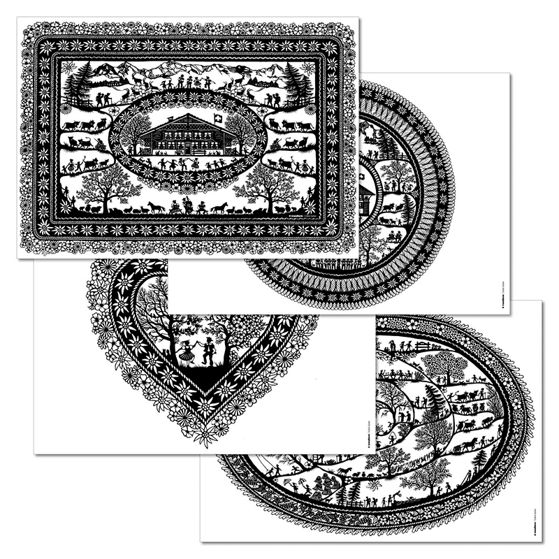 Papiertischset SWISS TRADITION 2 4 Sujets à 12 Blatt