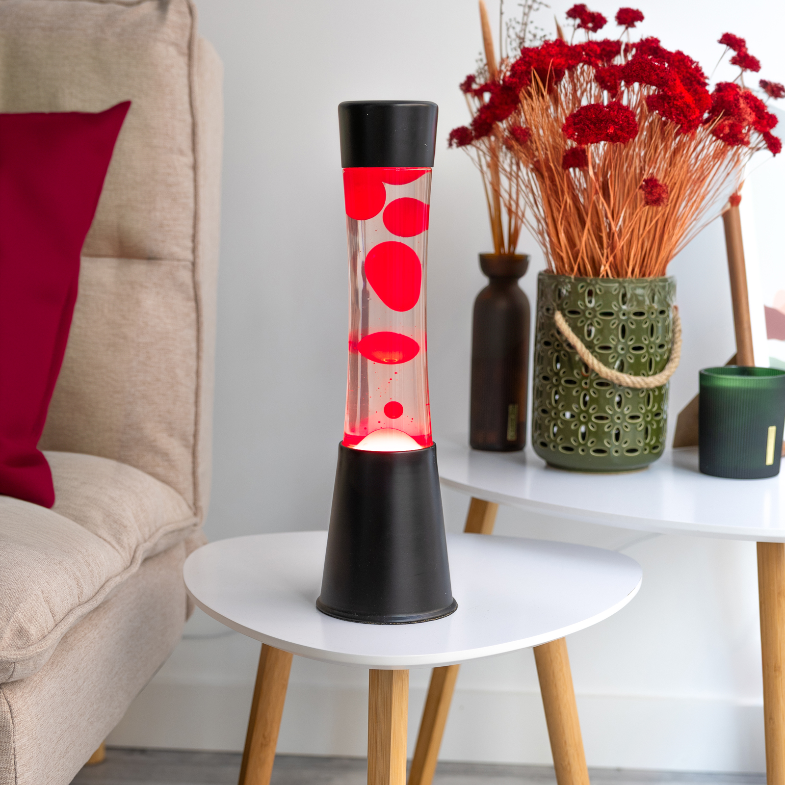 Lava Lamp TOWER Red Black Base 