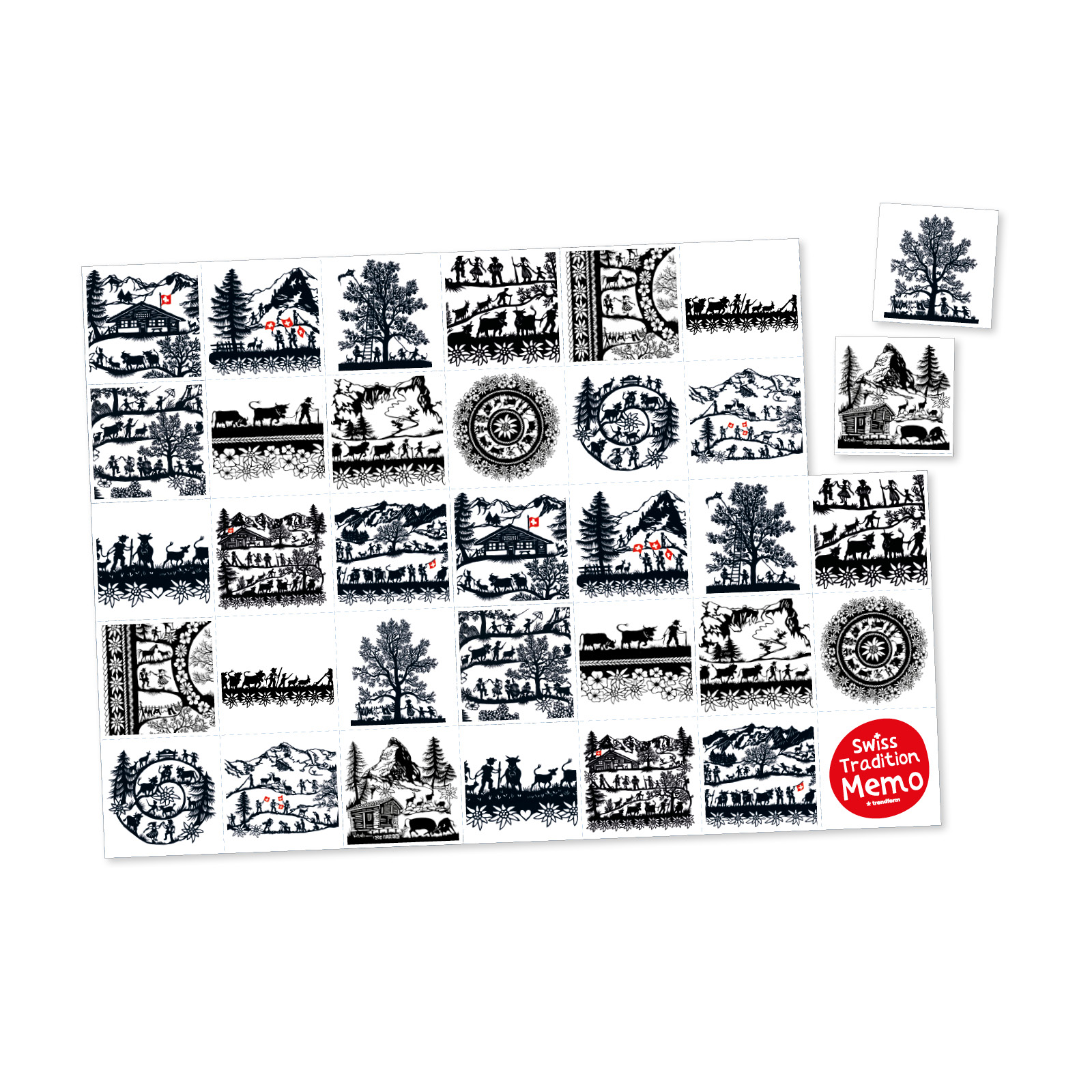 Papiertischset SWISS TRADITION MEMO 4 Sujets à 6 Blatt
