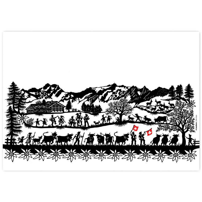 Papiertischset SWISS TRADITION 1 4 Sujets à 12 Blatt