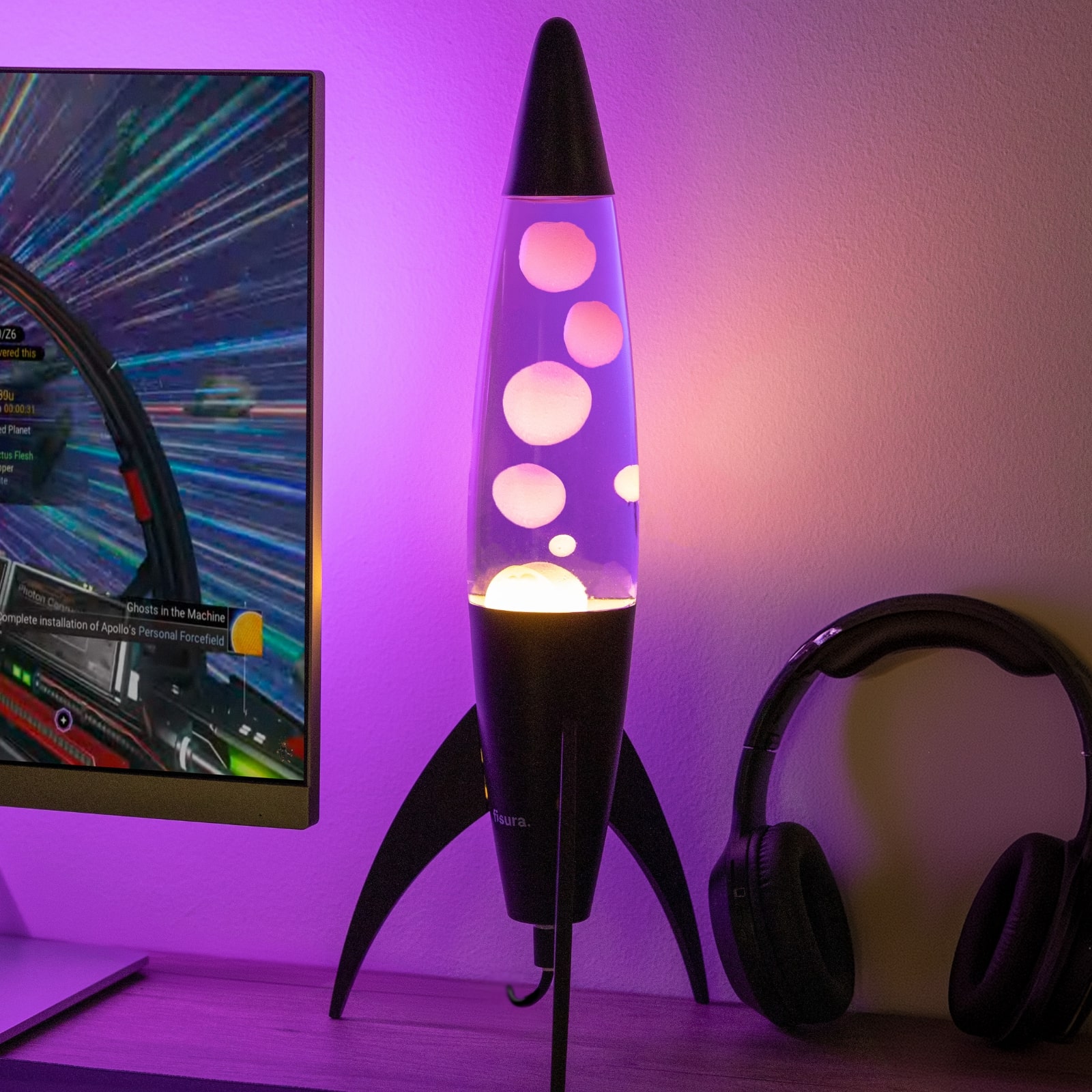 Lava Lamp ROCKET purple 