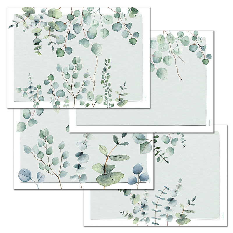 Papiertischset EUCALYPTUS 4 Sujets à 12 Blatt