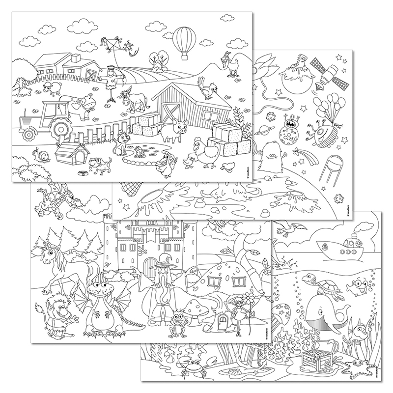 Papiertischset KIDS FUN - COLOR ME! 4 Sujets à 12 Blatt