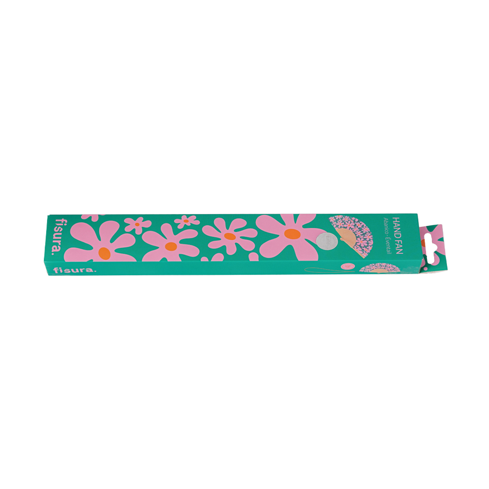 Handfächer PINK & GREEN FLOWERS 