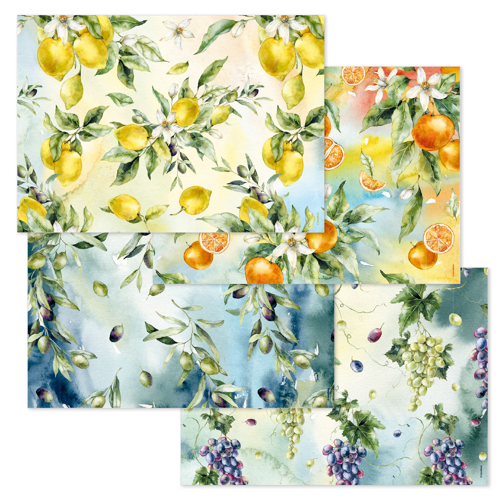 Papiertischset MEDITERANIA 4 Sujets à 12 Blatt