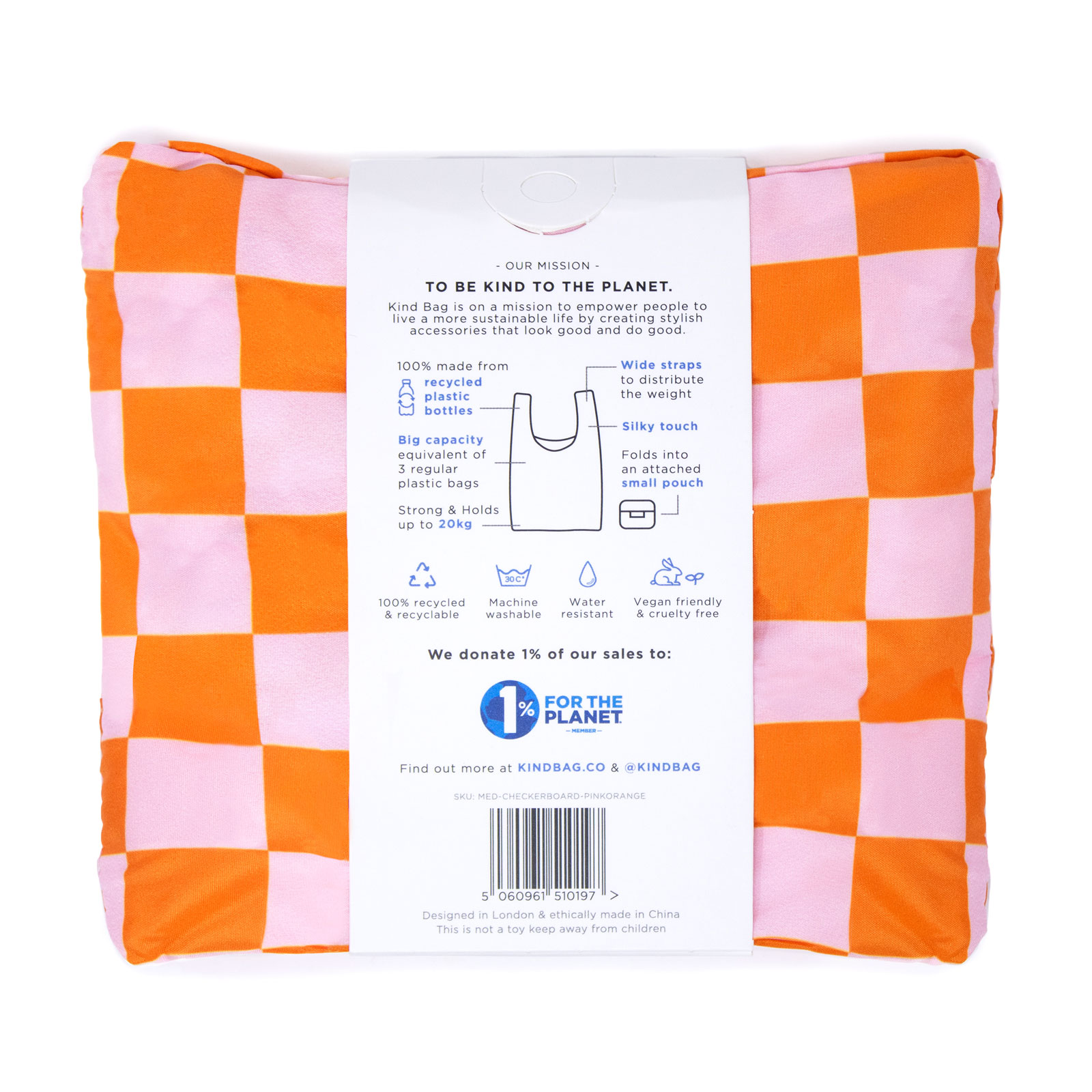 Medium Bag Checkerb. Pink & Orange  