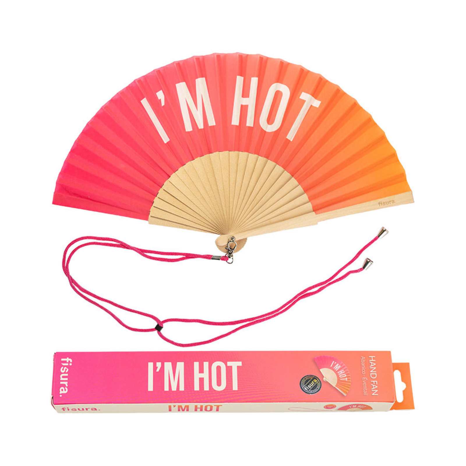 Handfächer I'M HOT pink and orange gradient 