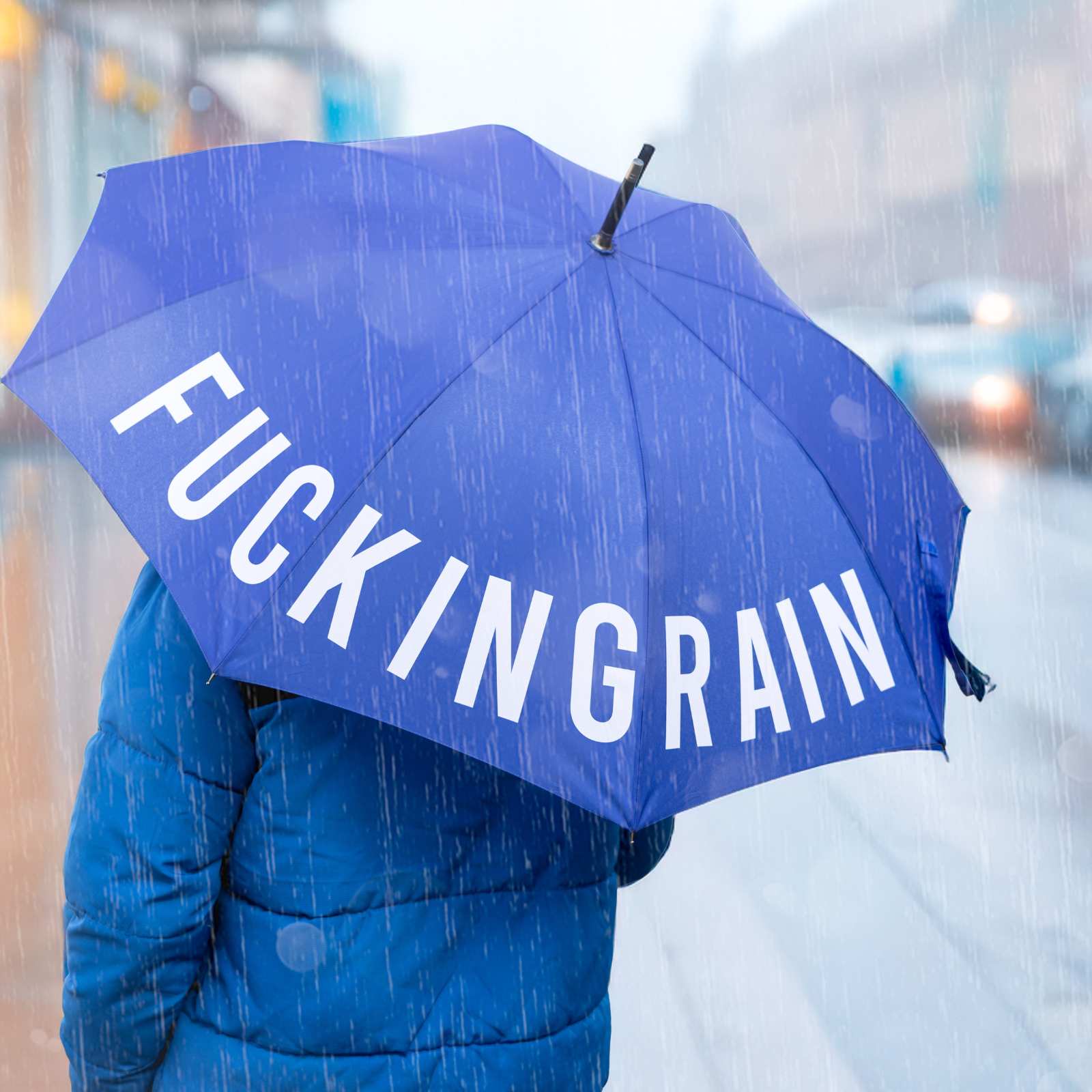 Stockschirm FUCKING RAIN blau 