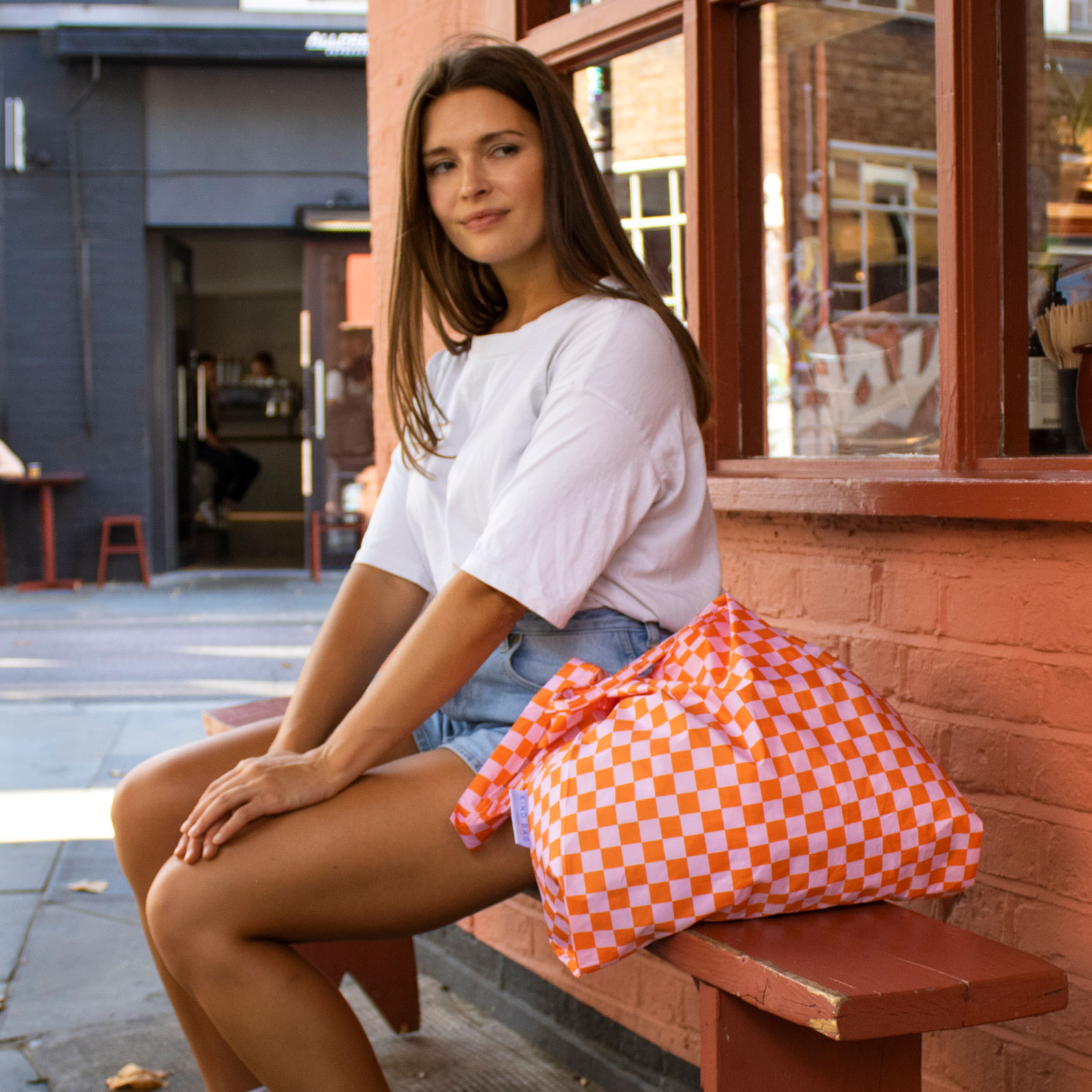 Medium Bag Checkerb. Pink & Orange  
