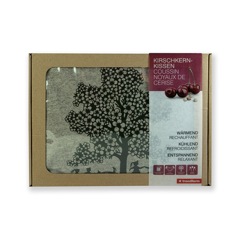KIRSCHKERN-KISSEN Tree grau Scherenschnitt by Esther Gerber