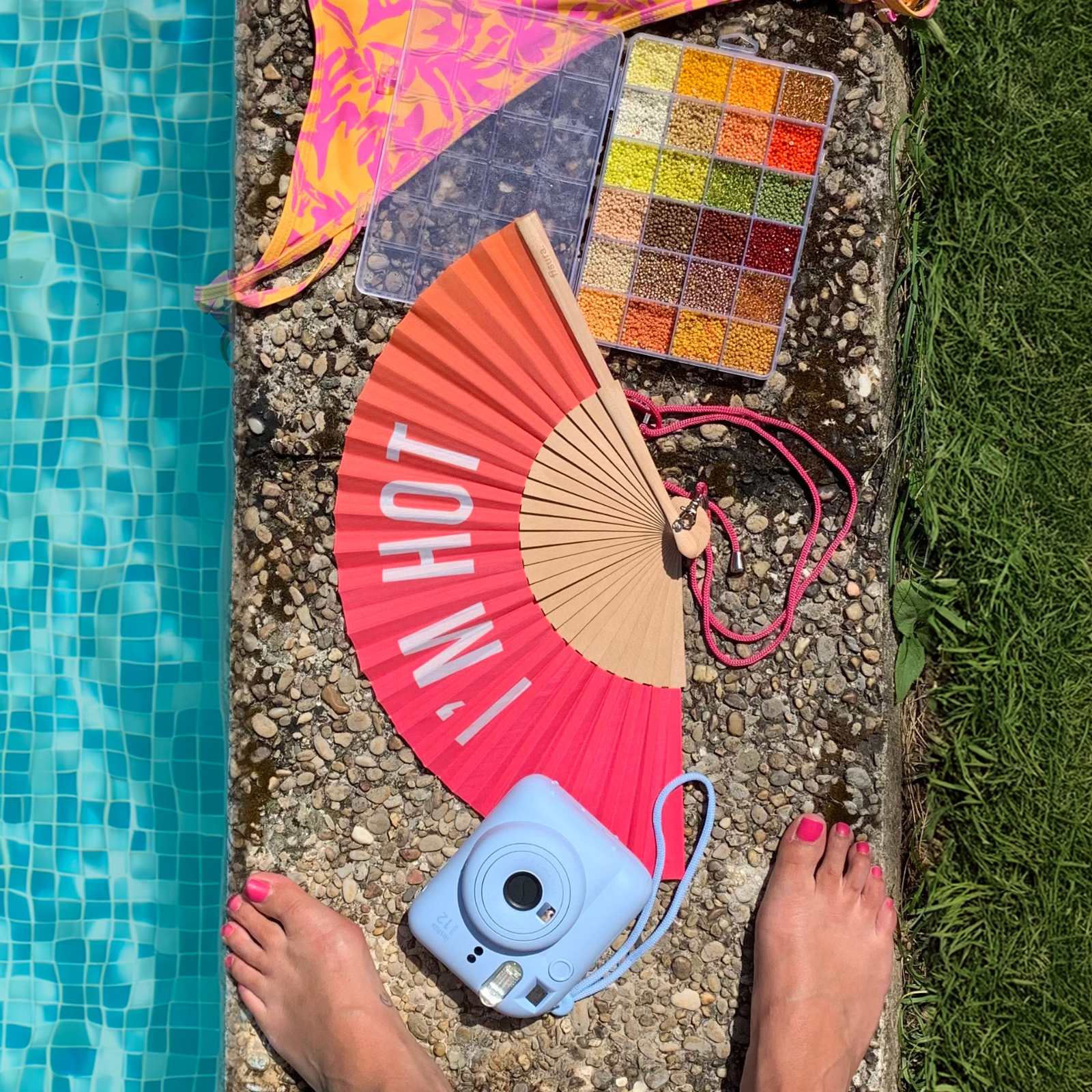 Handfächer I'M HOT pink and orange gradient 