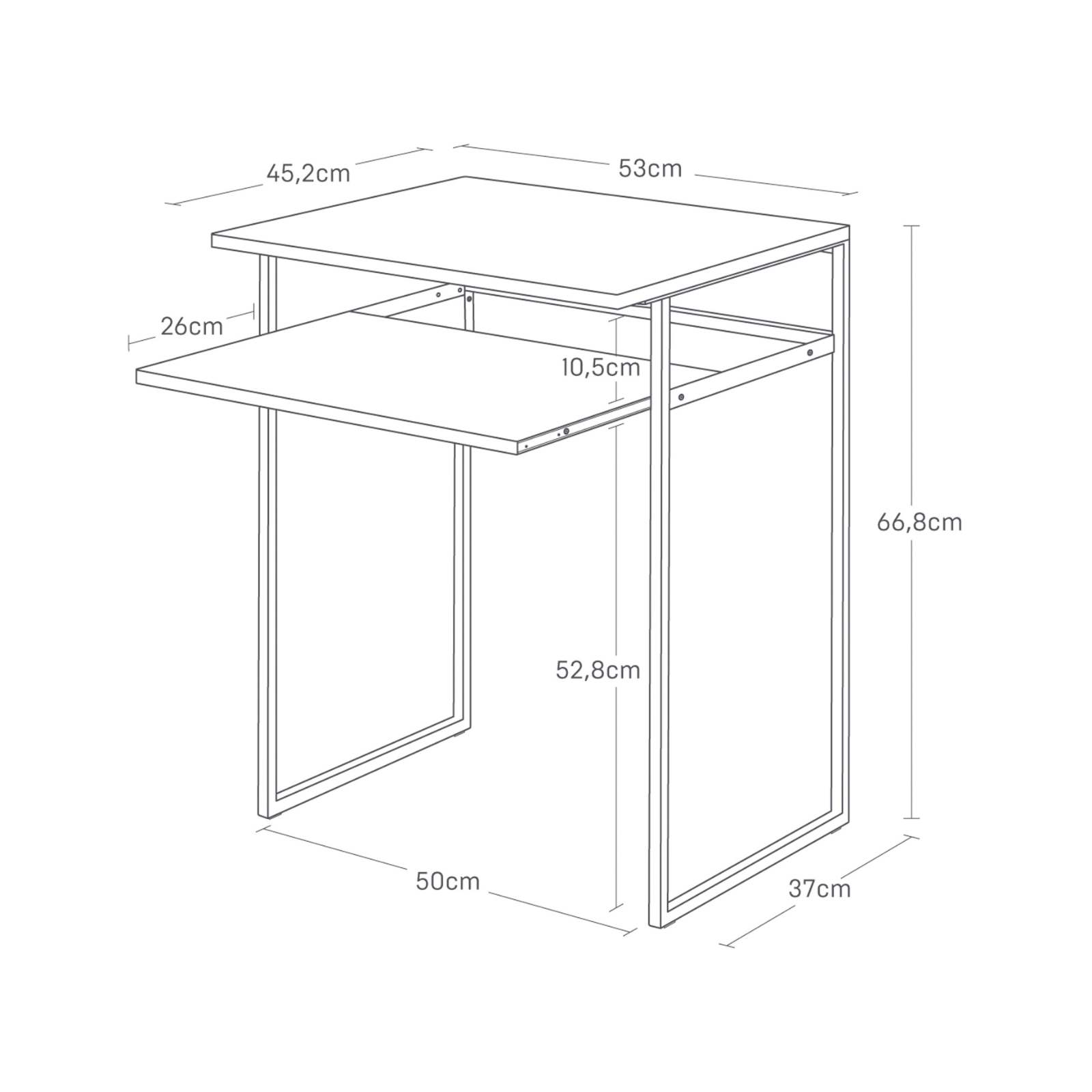 Tisch mit Holzablage/Ausziehplatte TOWER weiss 