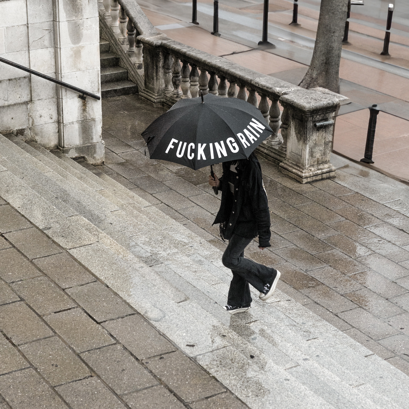 Schirm FUCKING RAIN schwarz 