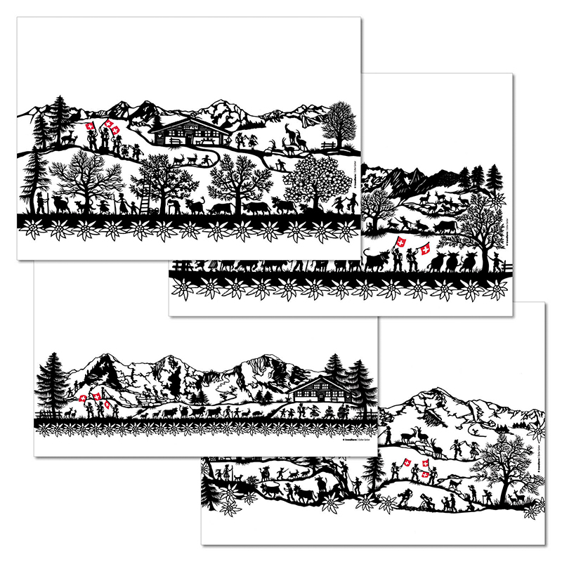 Papiertischset SWISS TRADITION 1 4 Sujets à 12 Blatt