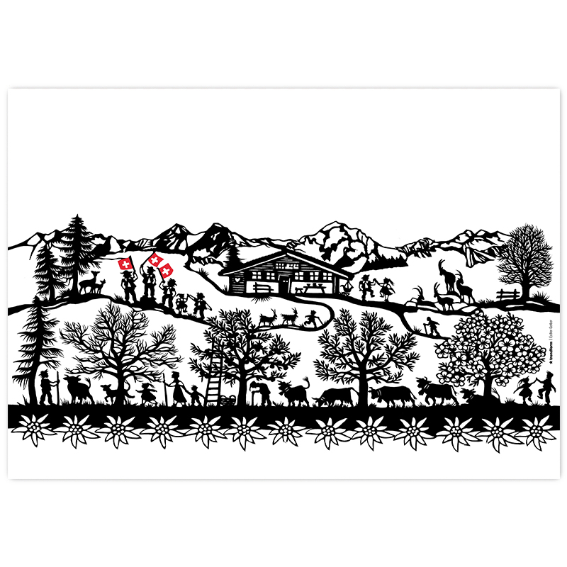 Papiertischset SWISS TRADITION 1 4 Sujets à 12 Blatt