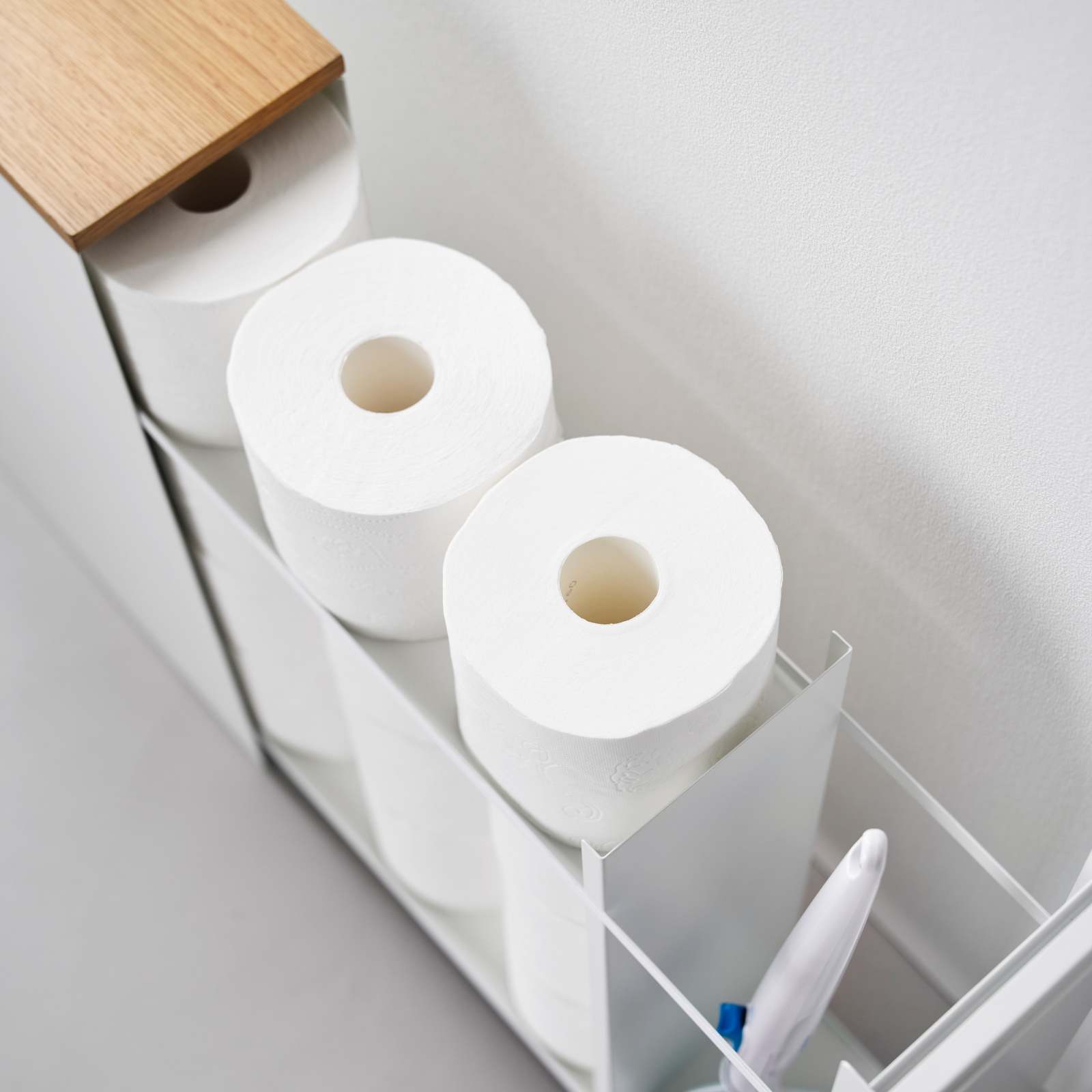 Auszieh-Regal mit Holzablage TOWER weiss 