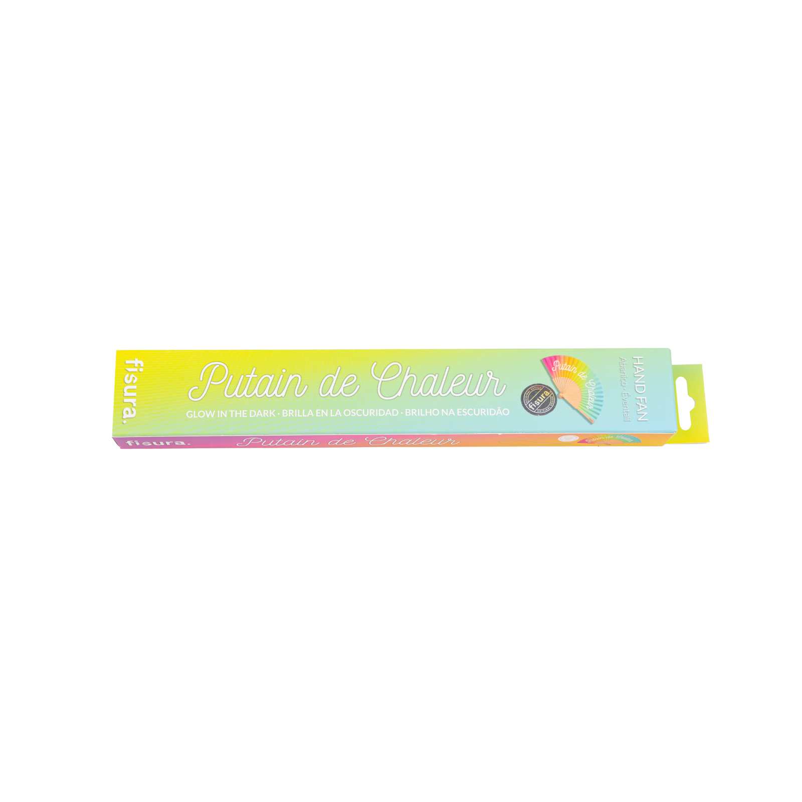 Handfächer PUTAIN DE CHALEUR rainbow Glow in the dark 