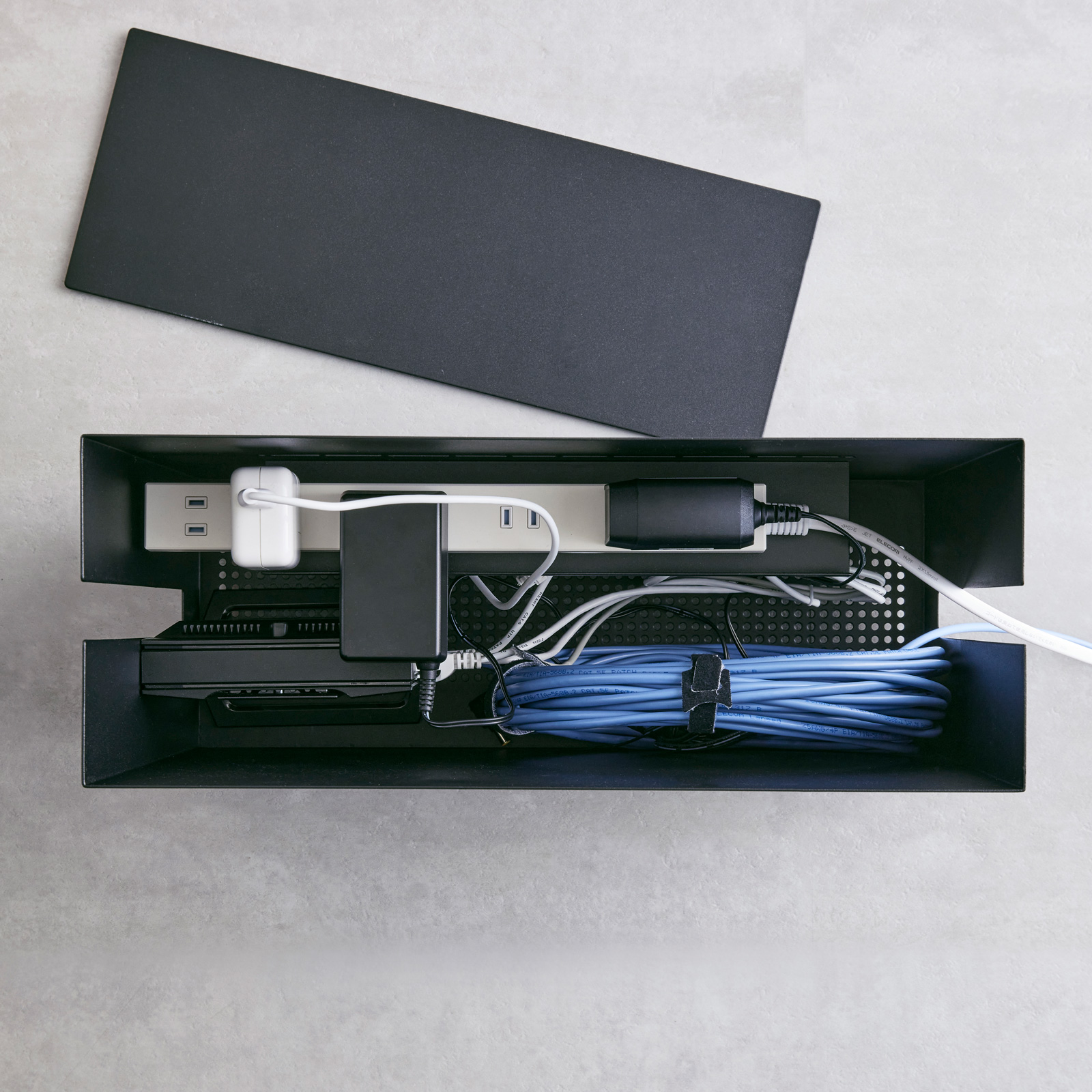 Kabelbox mit Rollen TOWER schwarz 