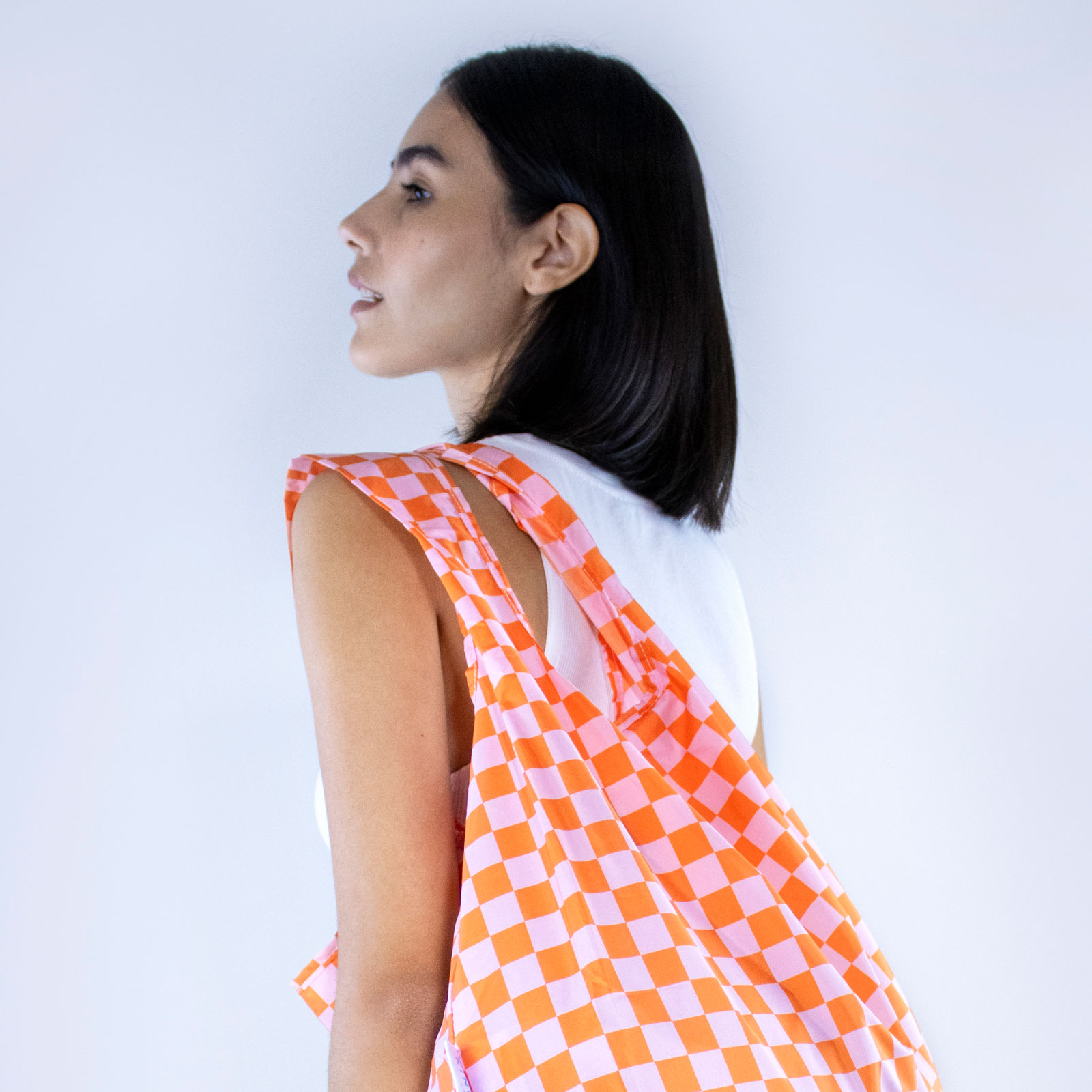 Medium Bag Checkerb. Pink & Orange  