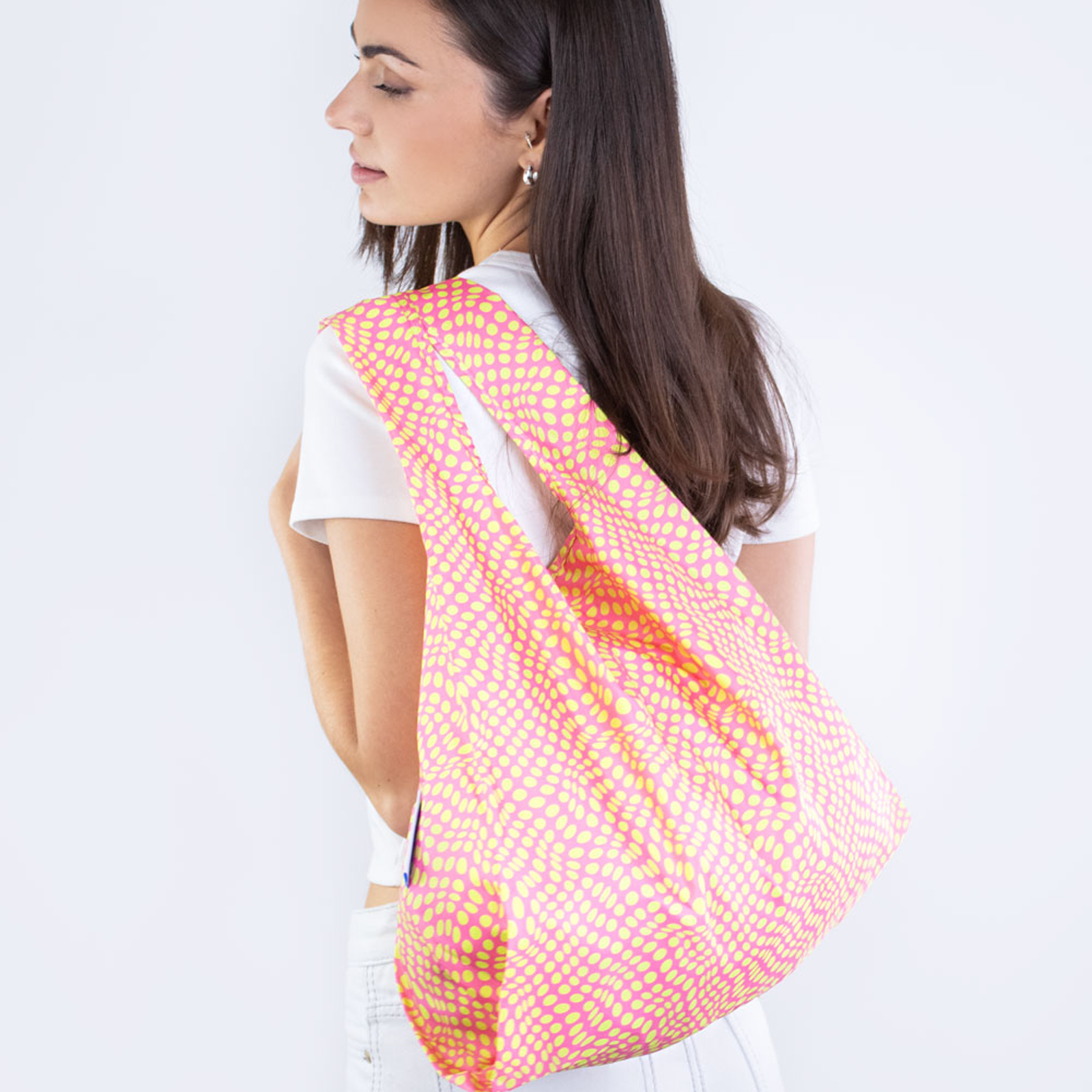 Medium Bag Twisted Polka pink & yellow 