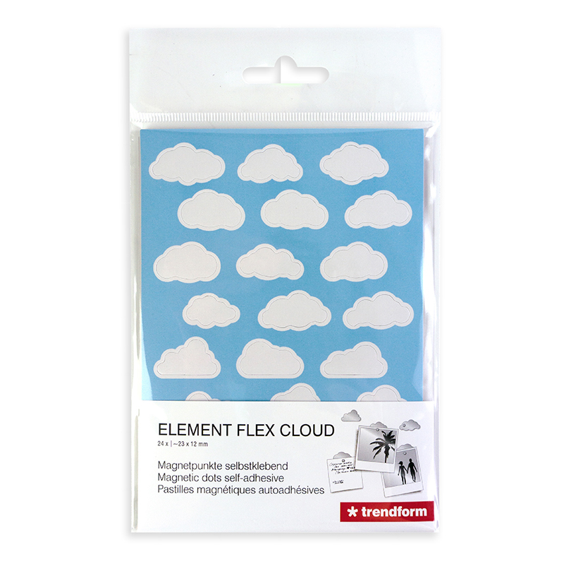 Selbstklebende Haftpunkte ELEMENT FLEX CLOUD  für Magnete, 24er Set, weiss