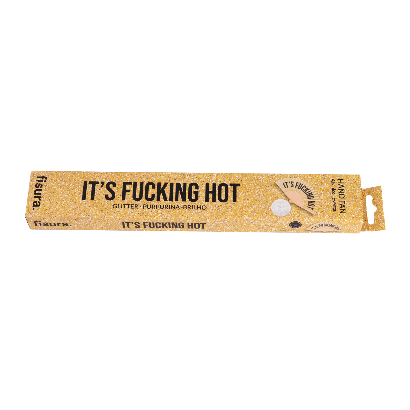 Handfächer FUCKING HOT gold glitter 