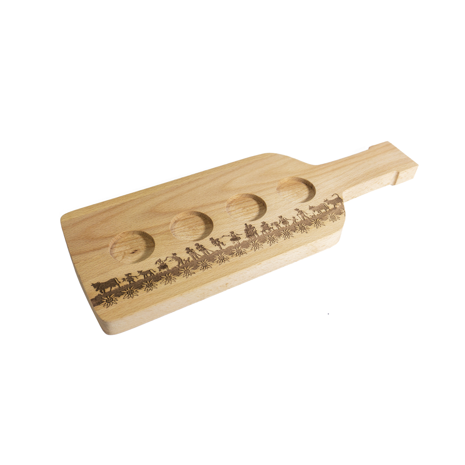 Holzbrett für Schnapsgläser SWISS TRADITION 