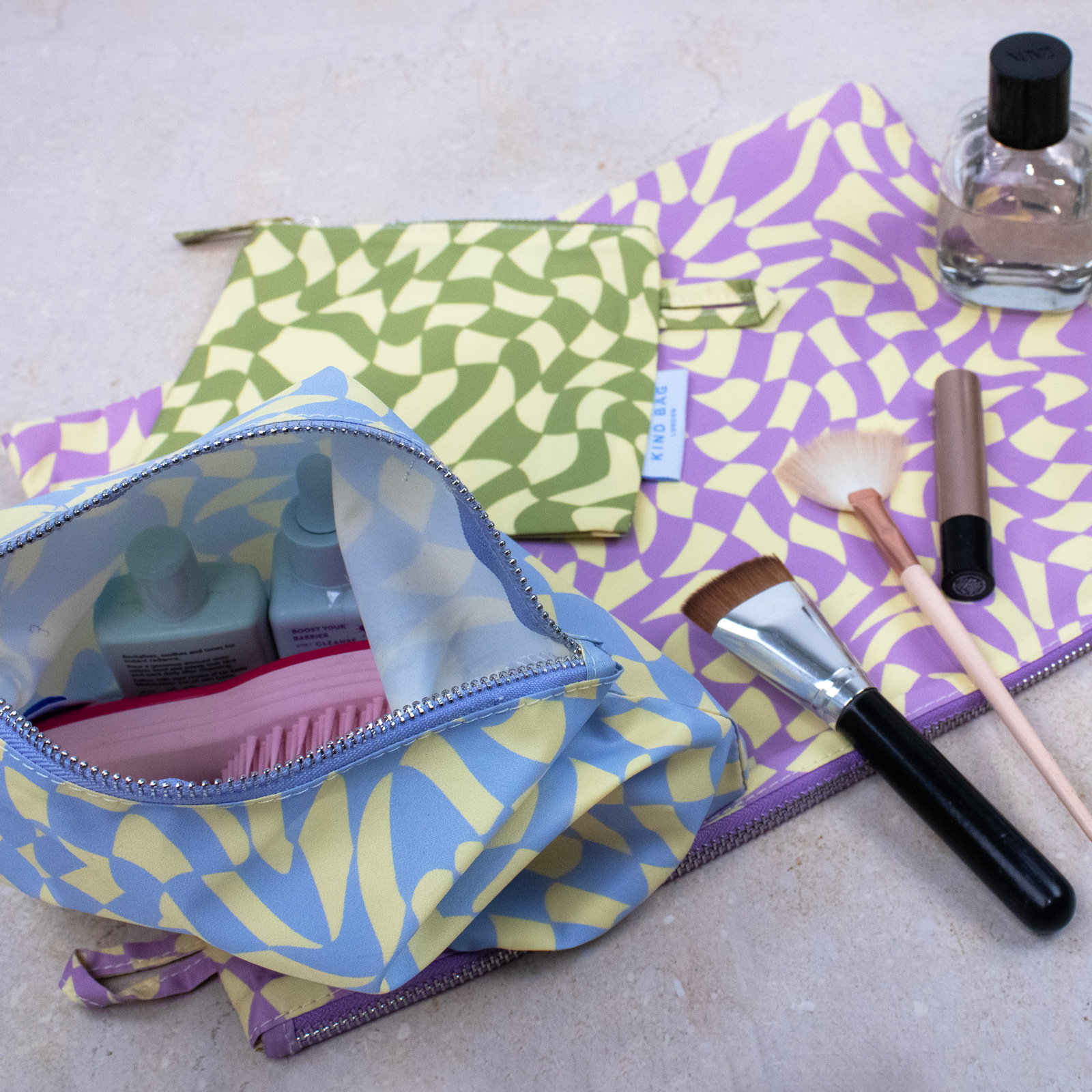 Pouches 3-Pack Wavy Check 