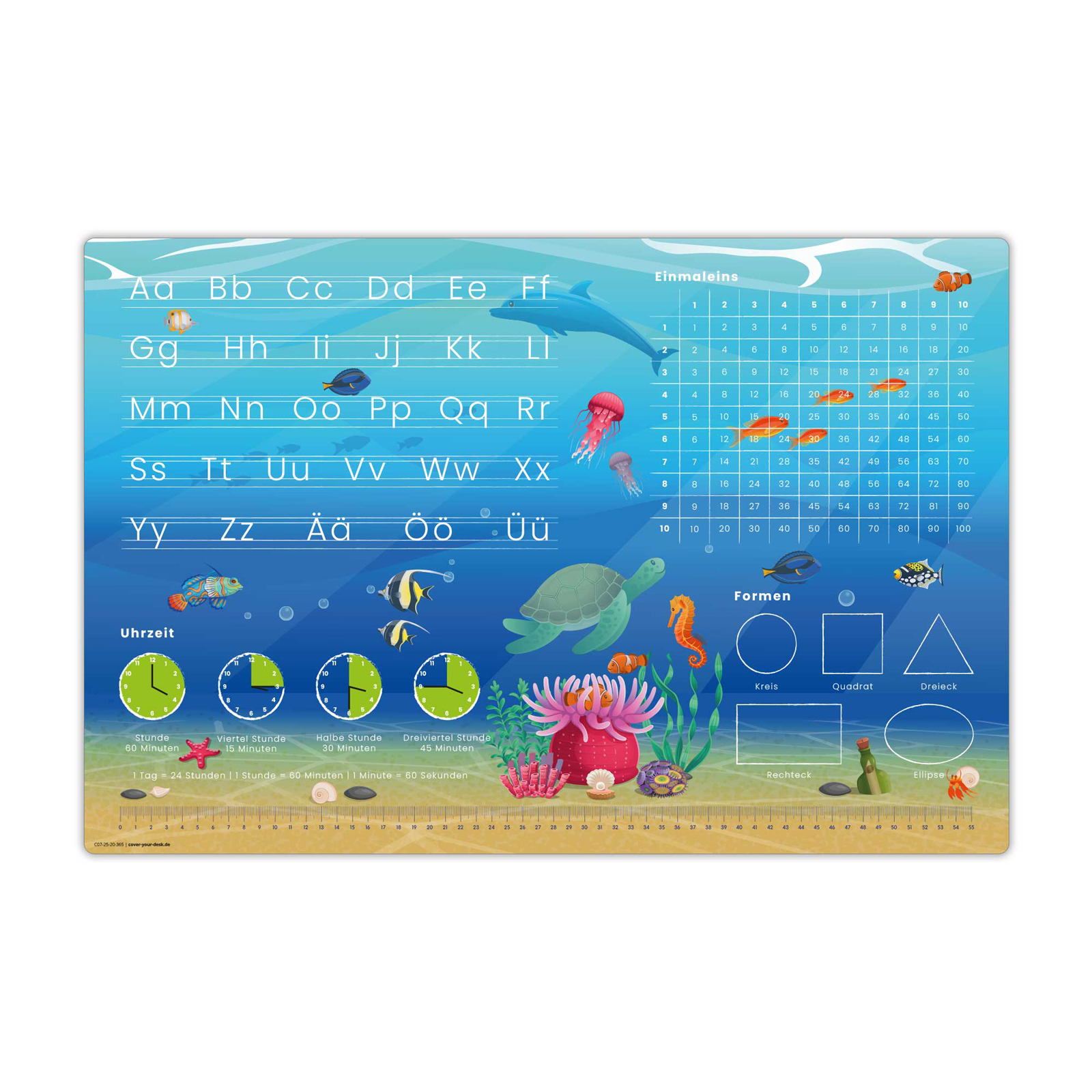 Schreibunterlage UNTERWASSER ABC + Einmaleins 