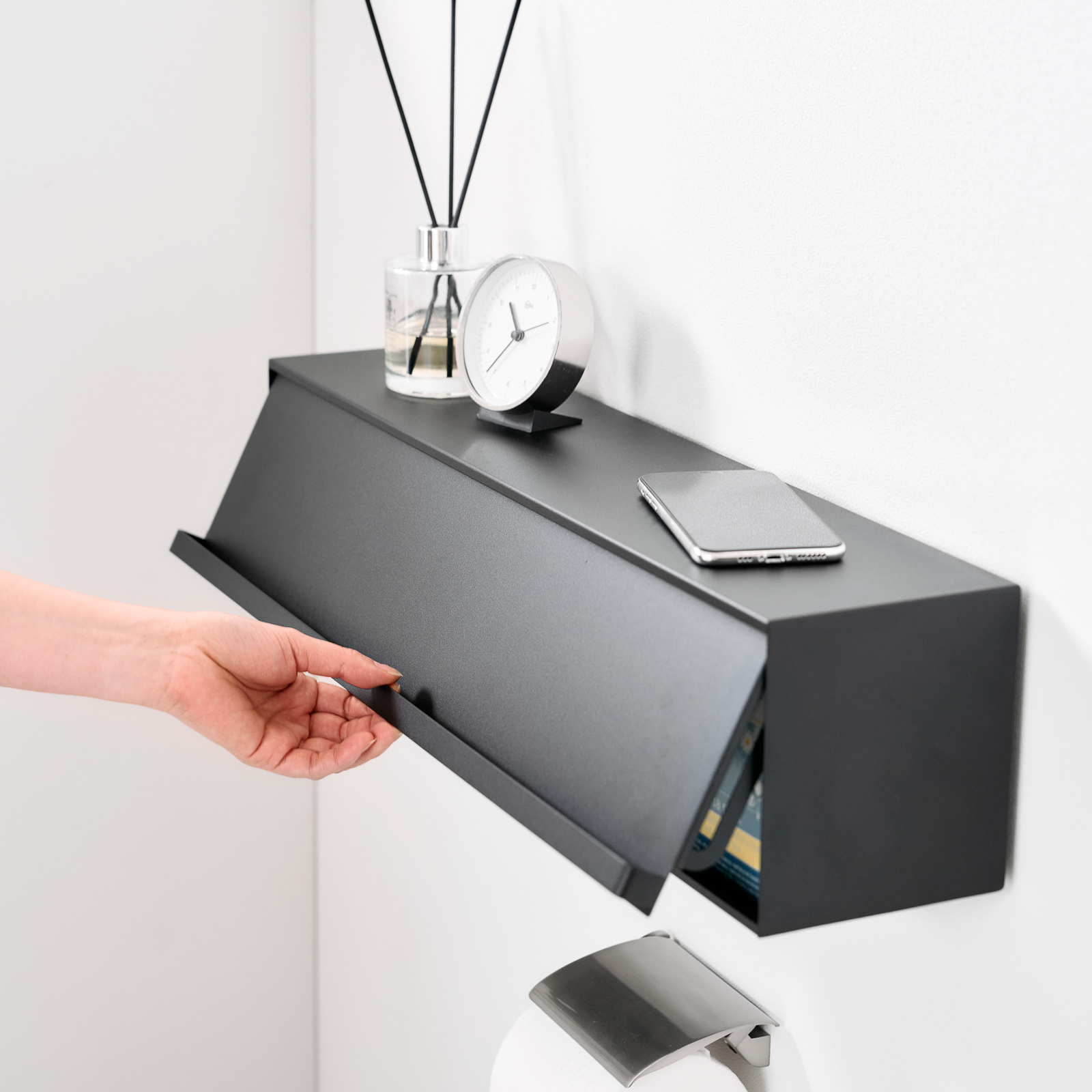 Aufbewahrungsbox mit Wandbefestigung TOWER schwarz 
