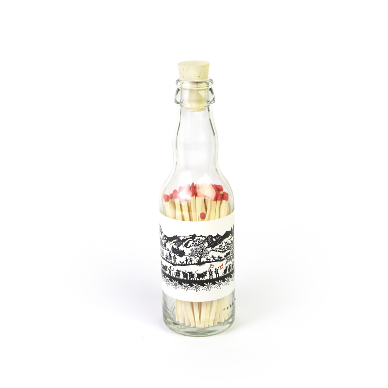 Zündhölzer in Glasflasche SWISS TRADITION 