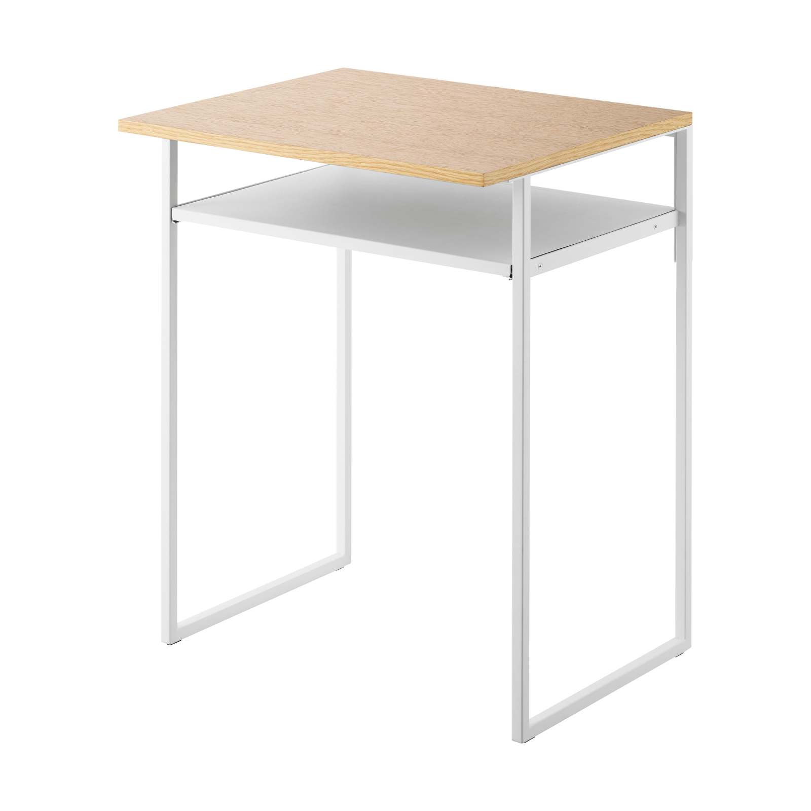 Tisch mit Holzablage/Ausziehplatte TOWER weiss 