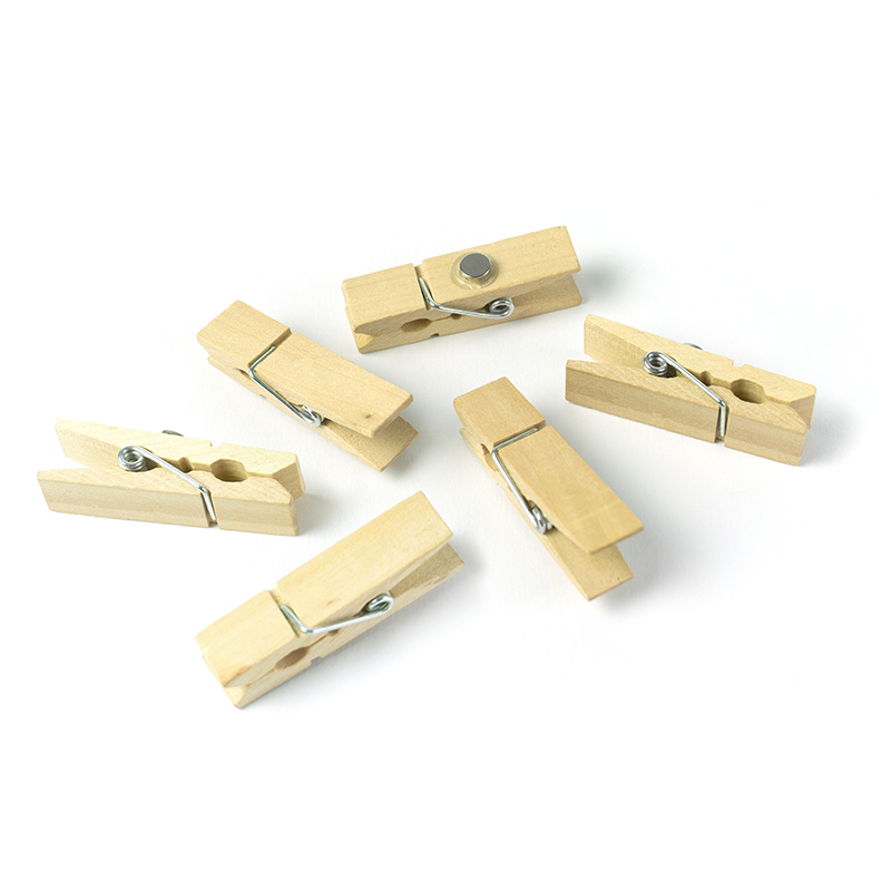 Magnete WOODY KLIP 6er Set holzfarben 