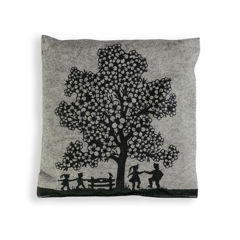 KIRSCHKERN-KISSEN MINI Tree grau Scherenschnitt by Esther Gerber