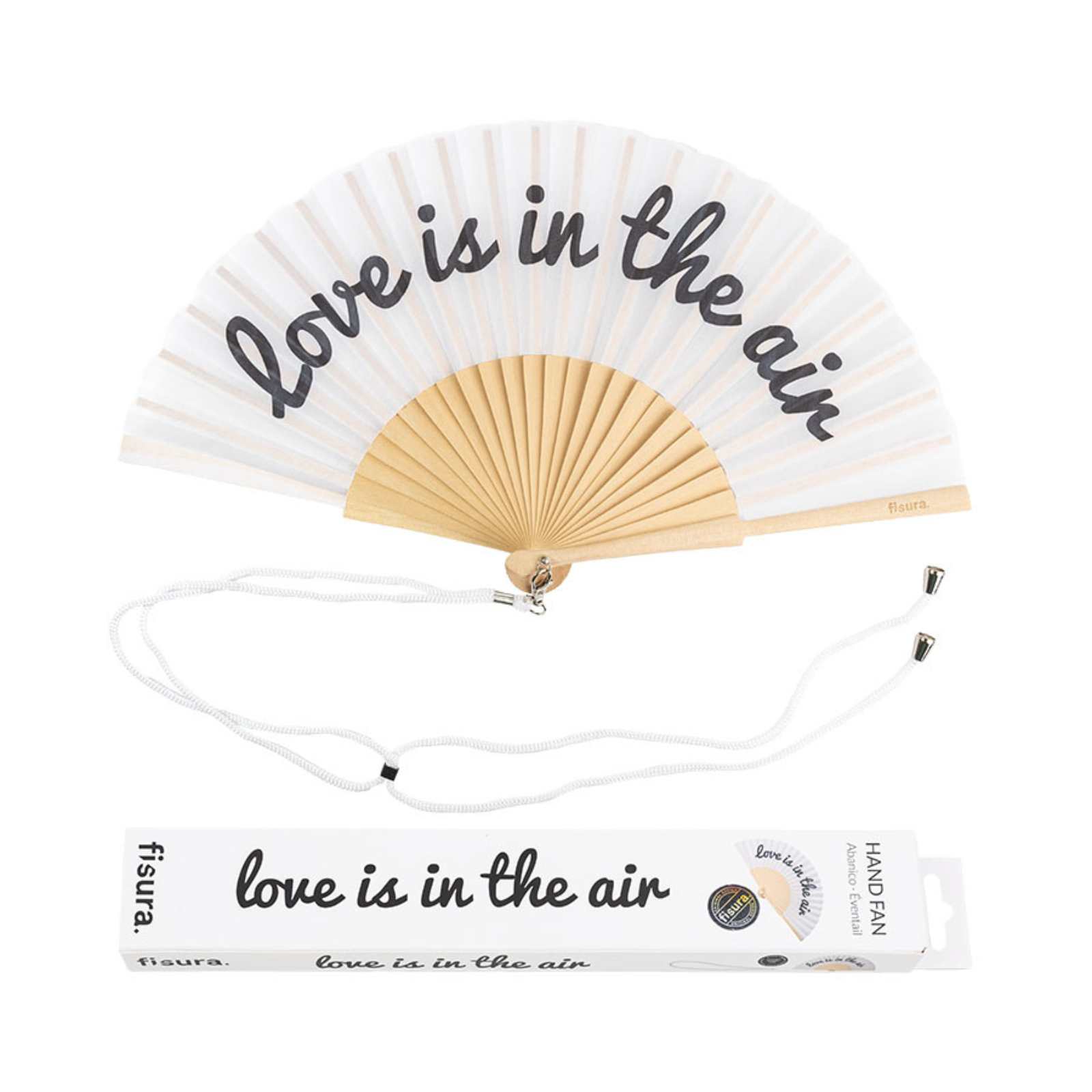 Handfächer LOVE IS IN THE AIR black&white 