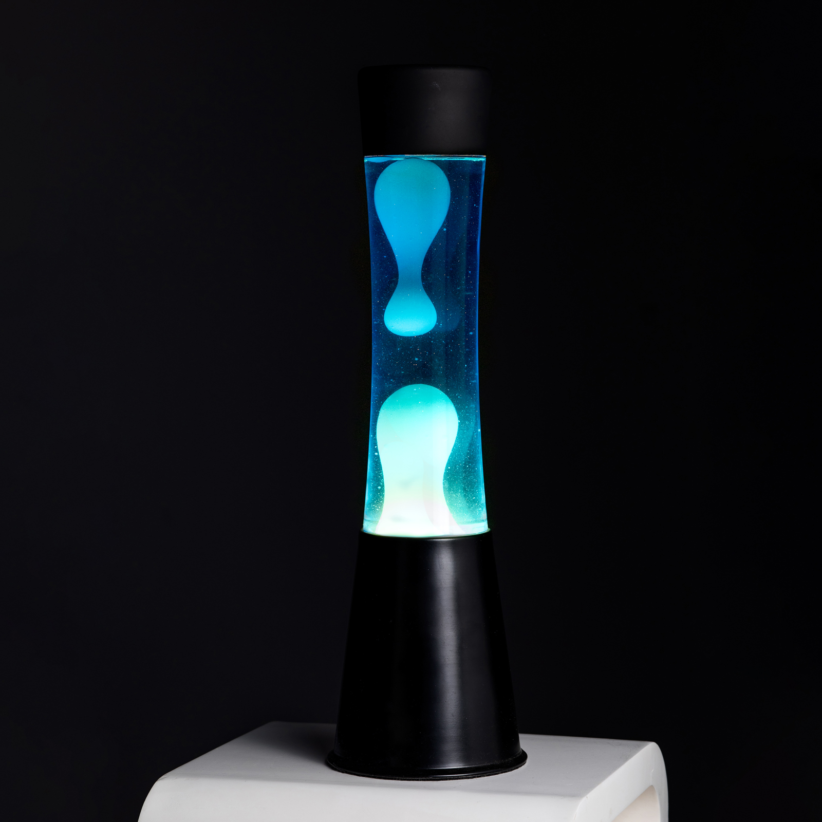 Lava Lamp TOWER Cyan Black Base 