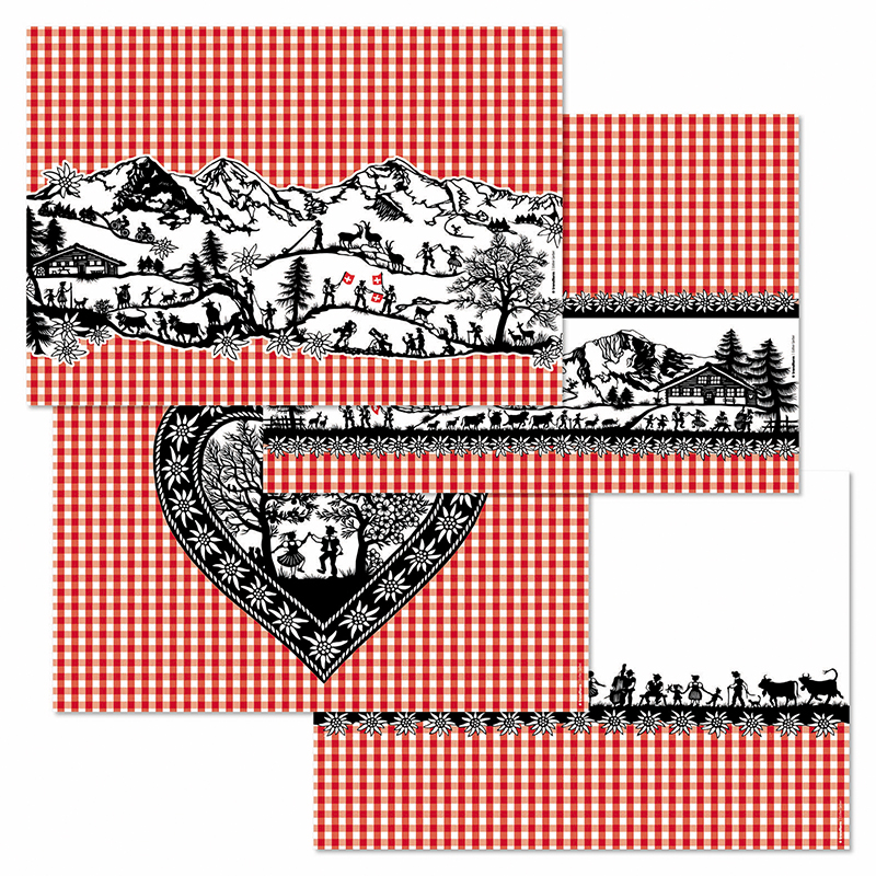Papiertischset SWISS TRADITION 5 4 Sujets à 12 Blatt